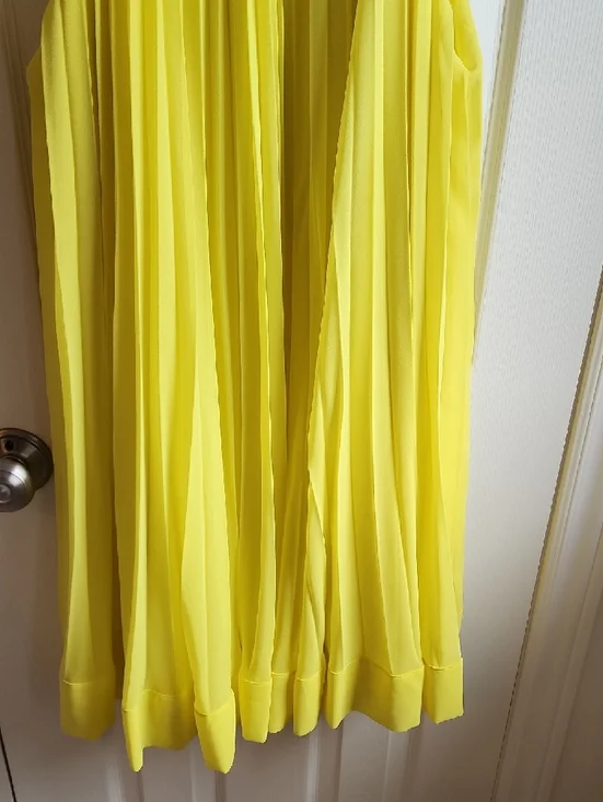 Zara Bright Yellow Pleated Halter Dress XL WORN ONCE! - Picture 7 of 8